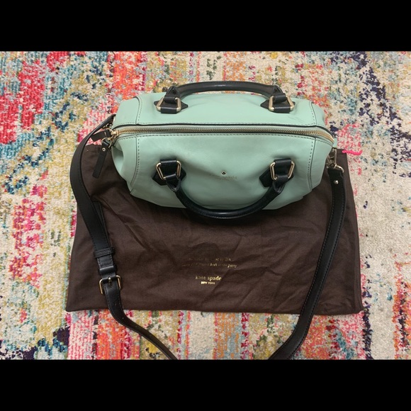 Kate Spade Mint Green & Black Bucket Bag w/ Strap - Picture 3 of 4